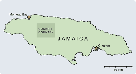 Jamaica Cockpit Country Map
